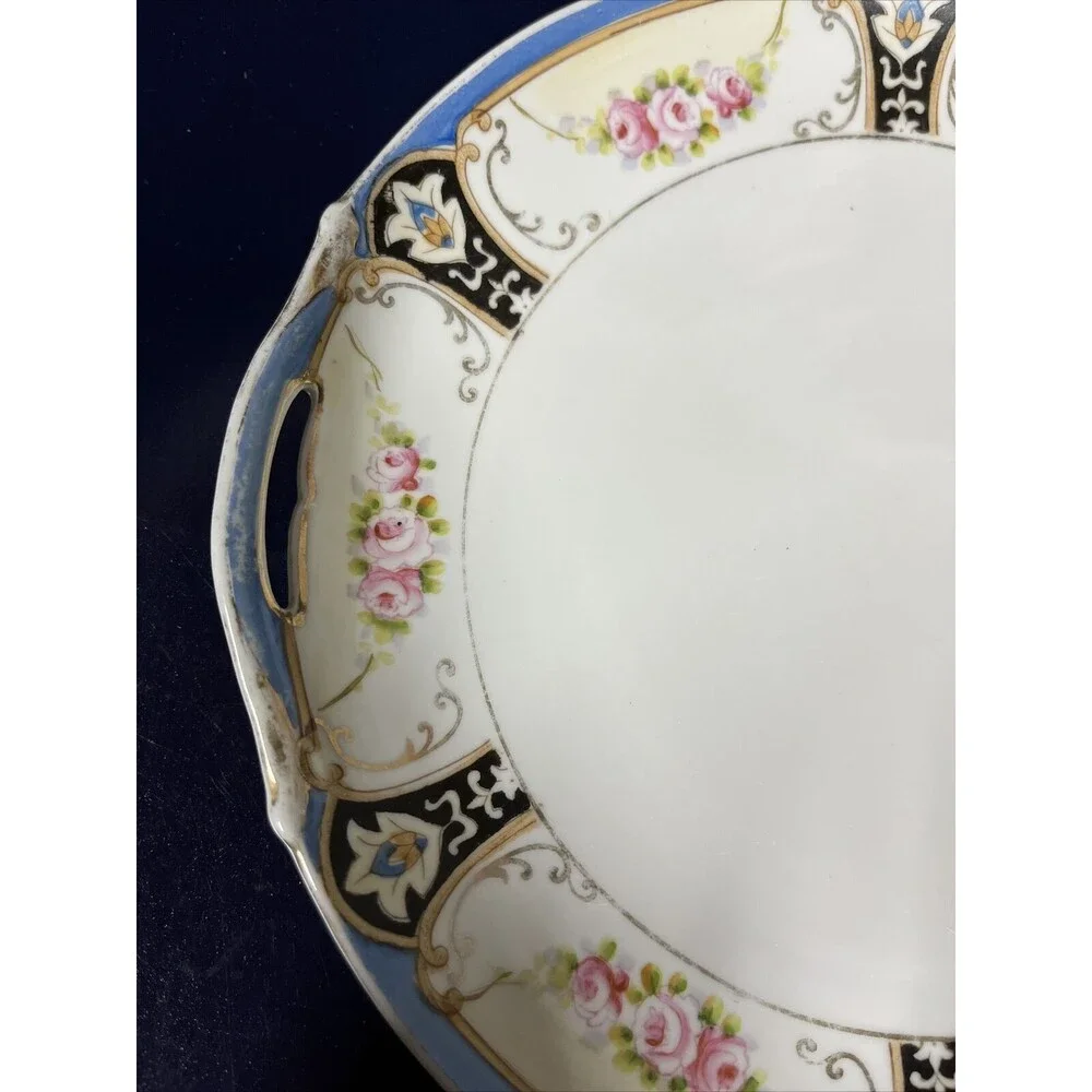 Vintage‎ Noritake Handpainted M Mark Floral Candy Dish 9.5” Made in Japan -T6